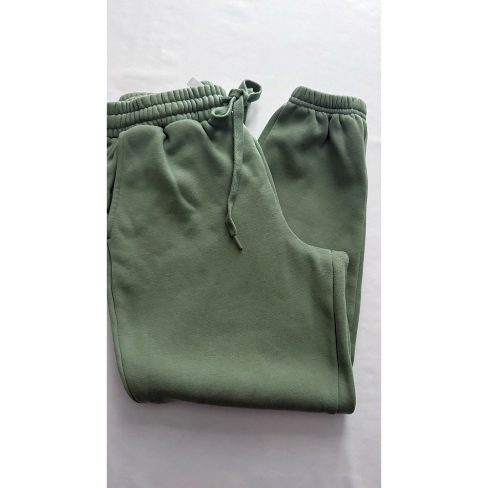 Fabletics girls Green Fleece Jogger Pants Size M Drawstring Elastic Waist